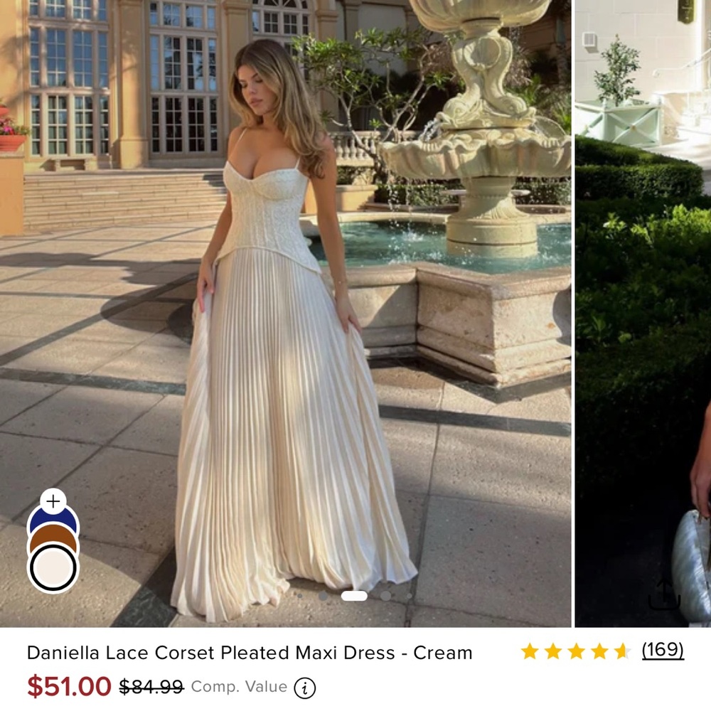 Fashion Nova Cream Lace Maxi Dress